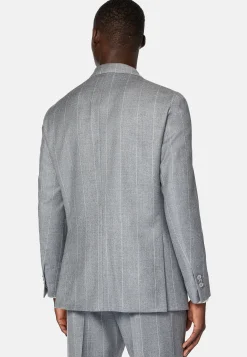 Costume Gris À Fines Rayures En Pure Laine