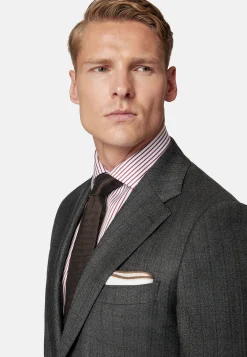 Costume Anthracite À Fines Rayures En Pure Laine