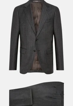 Costume Anthracite À Fines Rayures En Pure Laine