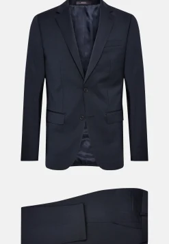 Costume Bleu À Rayures En Laine Extensible