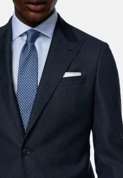 Costume Bleu Marine À Fines Rayures En Pure Laine