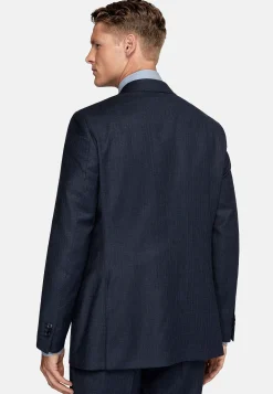 Costume Bleu Marine À Fines Rayures En Pure Laine