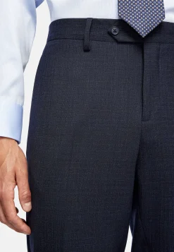 Costume Bleu Marine À Micromotif En Laine