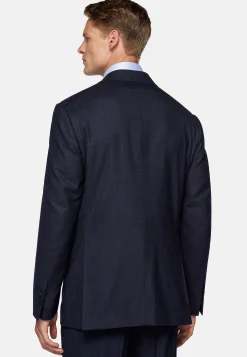 Costume Bleu Marine À Micromotif En Laine