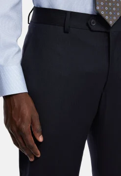 Costume Bleu Marine À Micro Chevrons En Laine Extensible