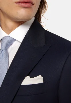 Costume Bleu Marine À Micromotif En Pure Laine