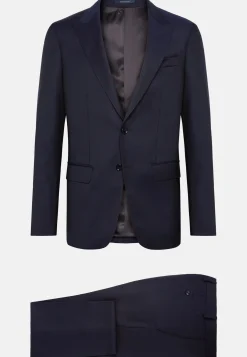 Costume Bleu Marine À Micromotif En Pure Laine