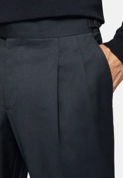 Costume Bleu Marine En Laine Extensible