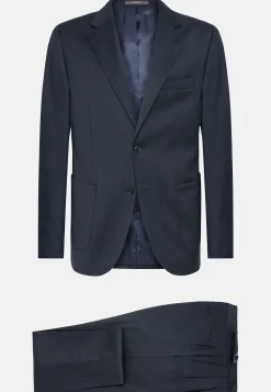 Costume Bleu Marine En Laine Extensible