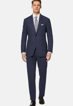 Costume Bleu Prince-De-Galles En Pure Laine