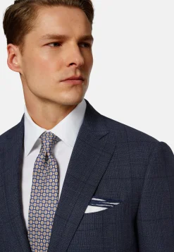 Costume Bleu Prince-De-Galles En Pure Laine