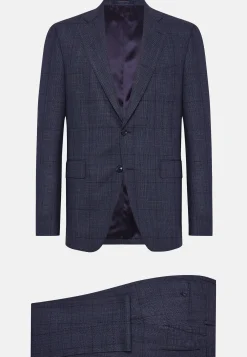 Costume Bleu Prince-De-Galles En Pure Laine