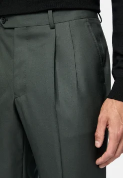 Costume Croisé Vert En Pure Laine