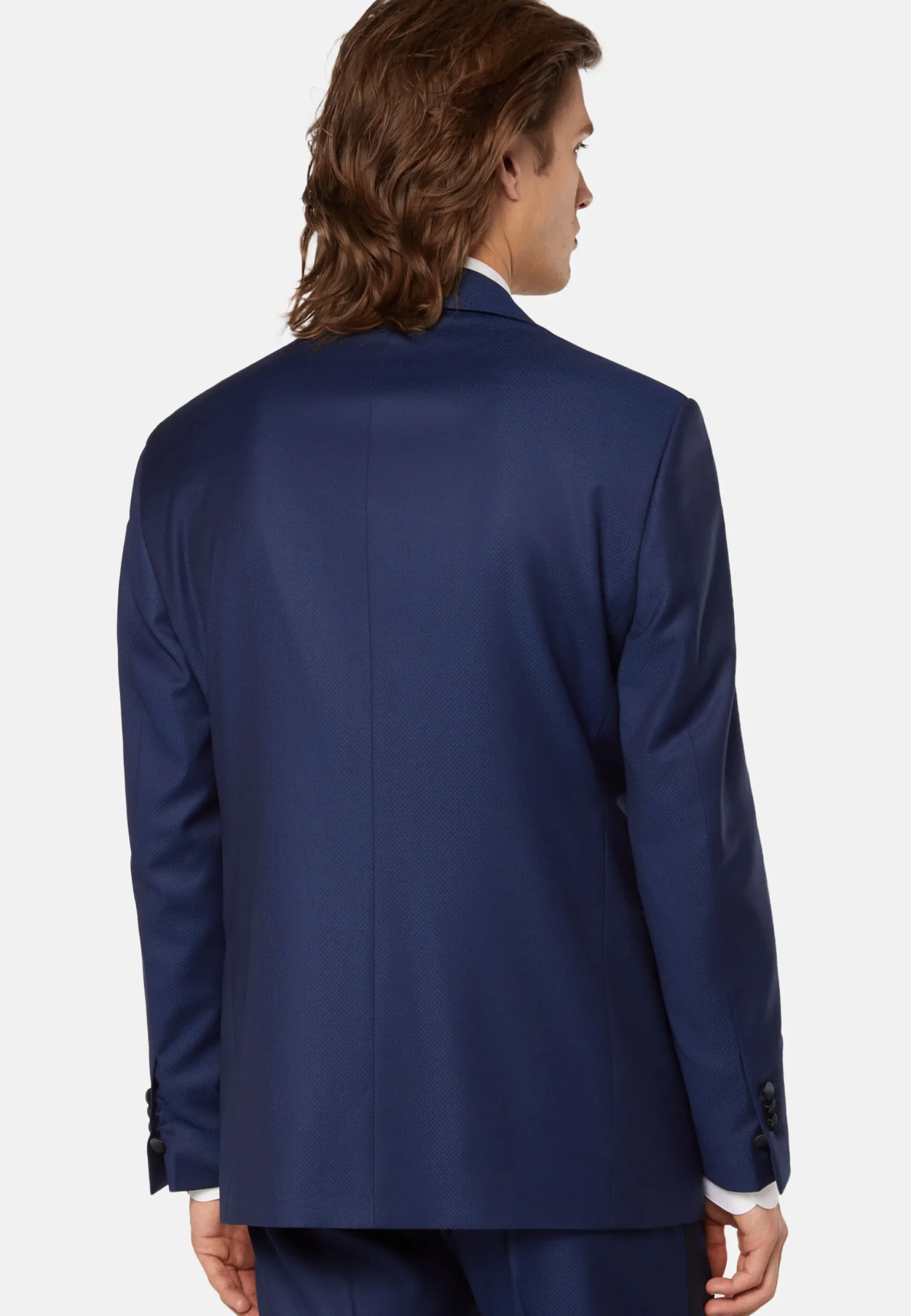 Costume De Smoking Bleu Marine En Laine Extensible