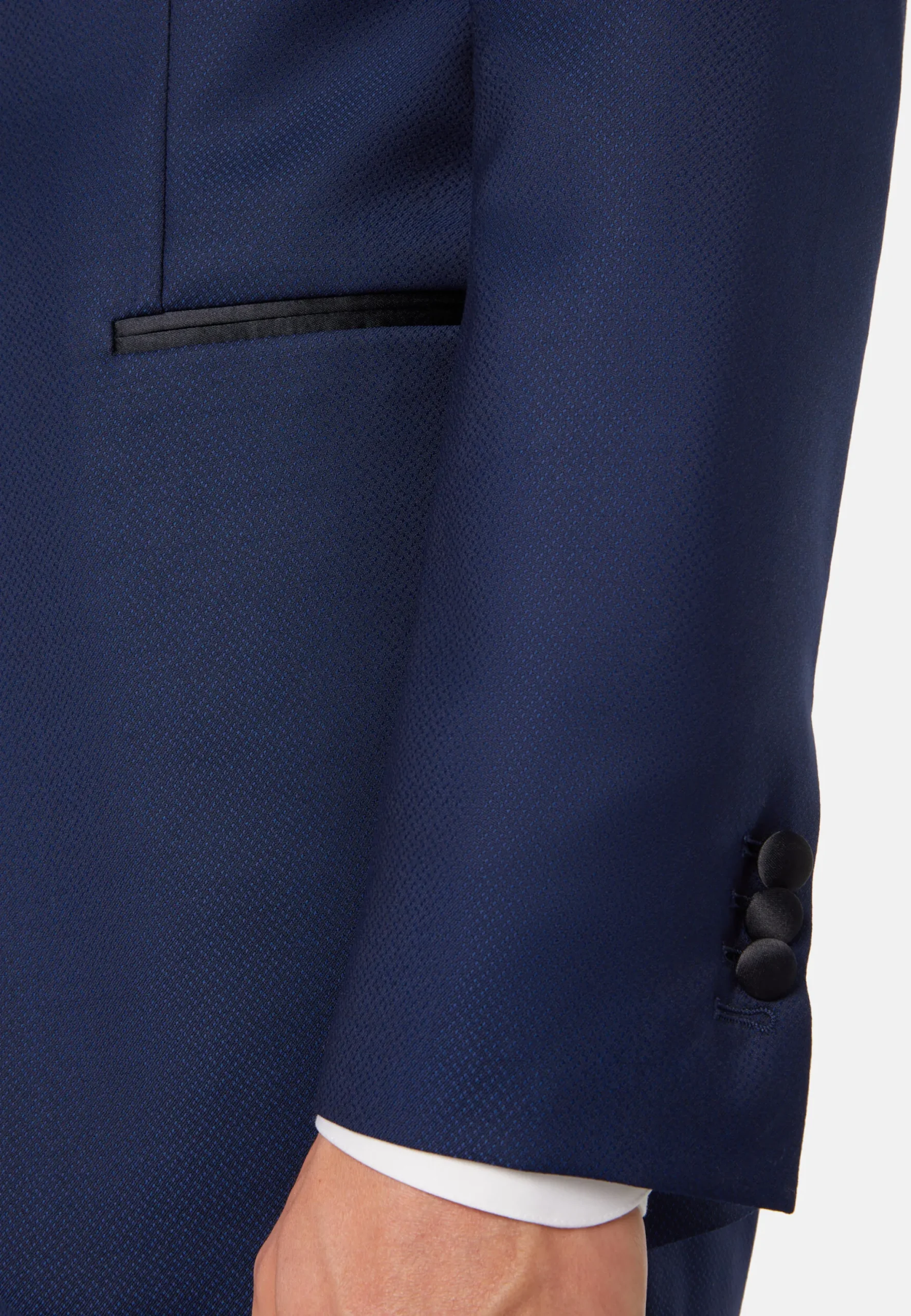 Costume De Smoking Bleu Marine En Laine Extensible