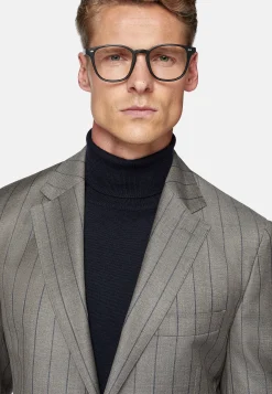 Costume Gris Tourterelle À Fines Rayures En Pure Laine