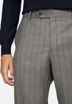 Costume Gris Tourterelle À Fines Rayures En Pure Laine