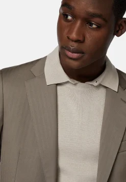 Costume Gris Tourterelle À Chevrons En Pure Laine