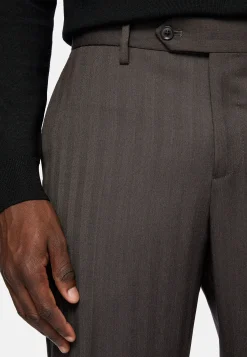 Costume Marron Foncé À Chevrons En Pure Laine Super 130