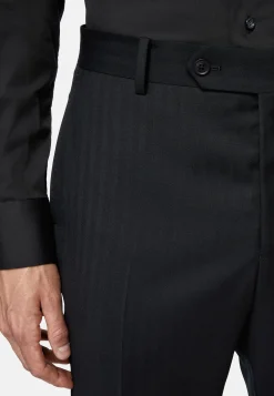 Costume Noir À Chevrons En Pure Laine