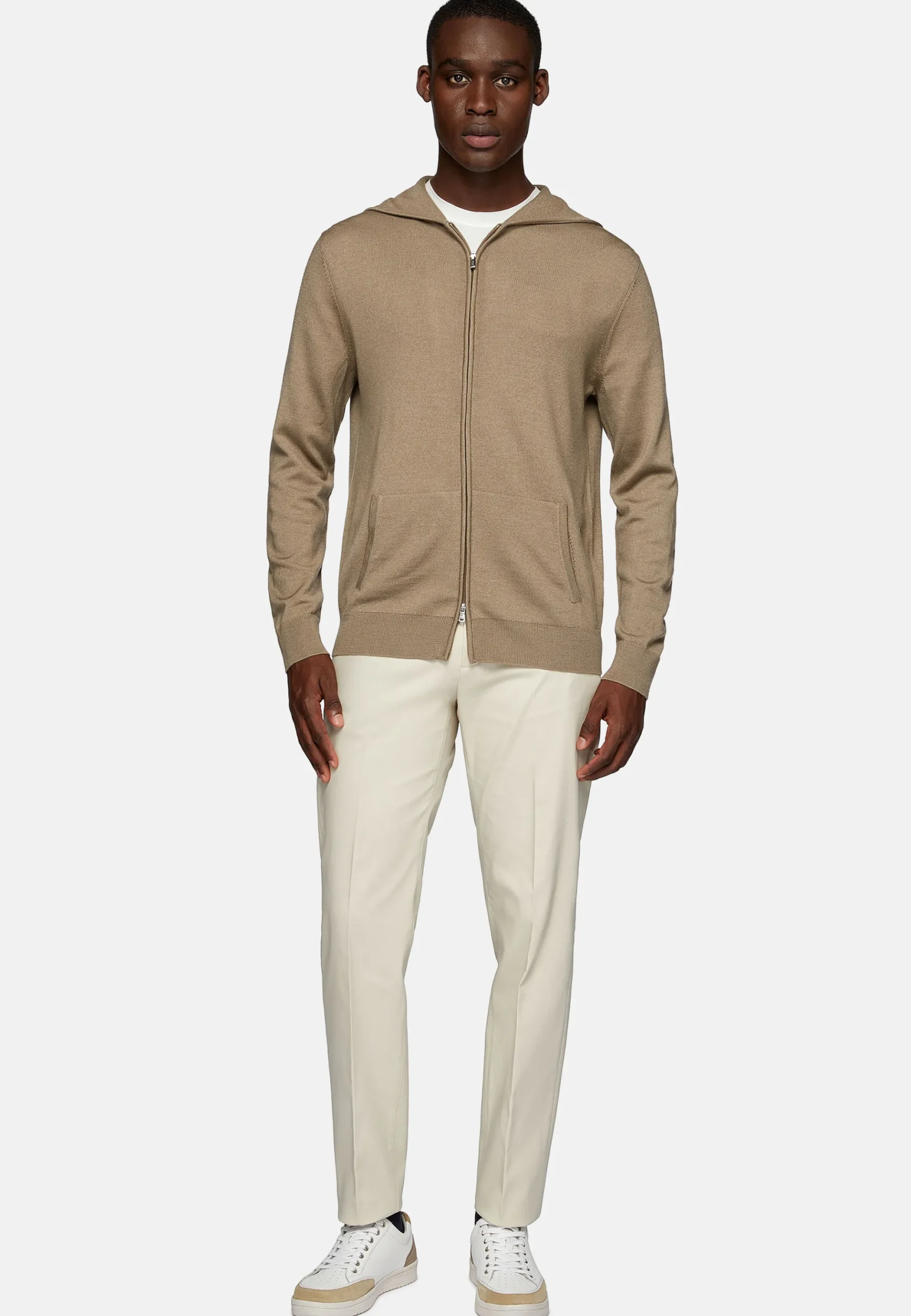 Gilet à Capuche En Laine Mérinos