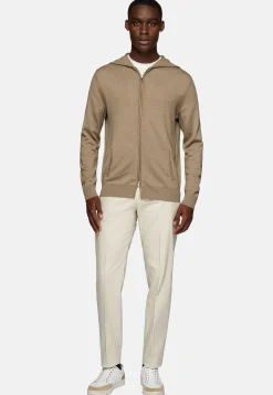 Gilet à Capuche En Laine Mérinos