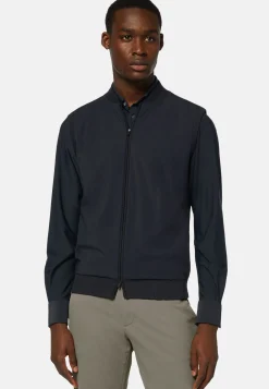 Gilet Bleu Marine En Maille Recyclée Et Jersey Technique