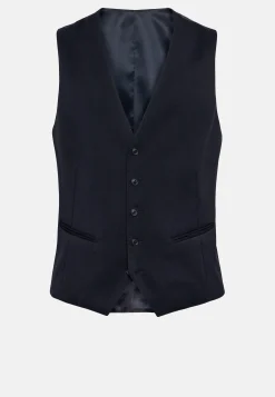 Gilet Bleu Marine En Sergé De Laine Extensible