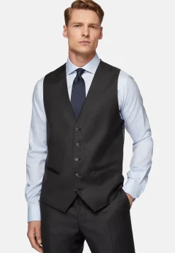 Gilet Bleu Marine En Sergé De Laine