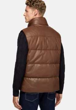 Gilet En Cuir Véritable Rembourré En Plume