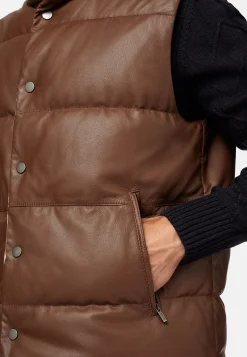 Gilet En Cuir Véritable Rembourré En Plume