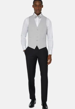 Gilet Gris Perle En Laine Mélangée