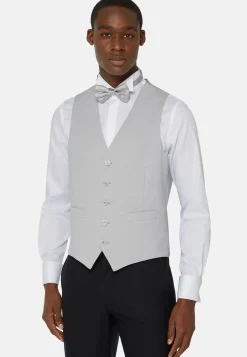 Gilet Gris Perle En Laine Mélangée