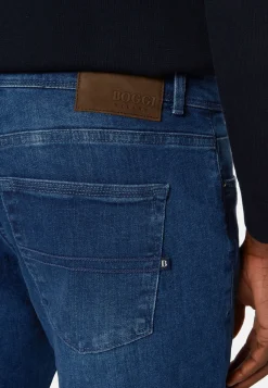 Jean En Denim Extensible Bleu À Délavage Moyen