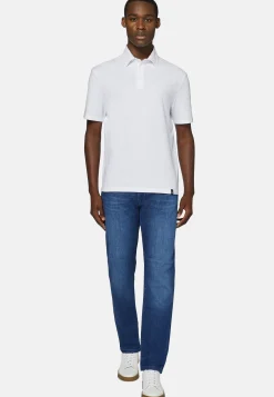 Jean En Denim Extensible Bleu À Délavage Moyen