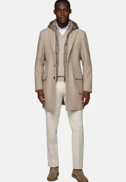 Manteau Avec Capuche En Laine Mélangée