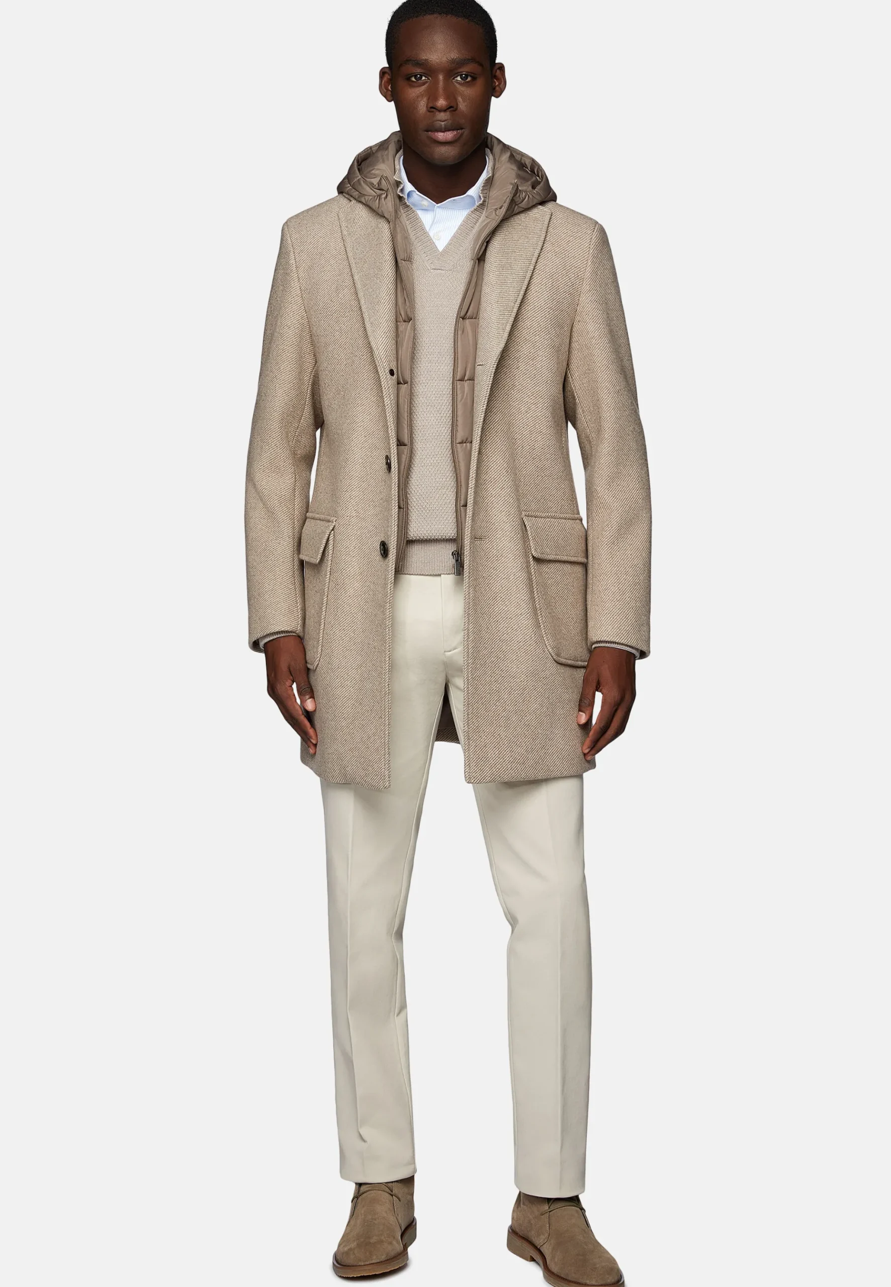 Manteau Avec Capuche En Laine Mélangée