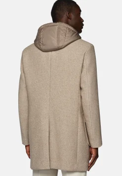 Manteau Avec Capuche En Laine Mélangée