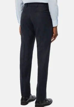 Pantalon Bleu Marine En Laine Super 130 Regular Fit