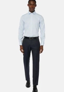 Pantalon Bleu Marine En Laine Super 130 Regular Fit