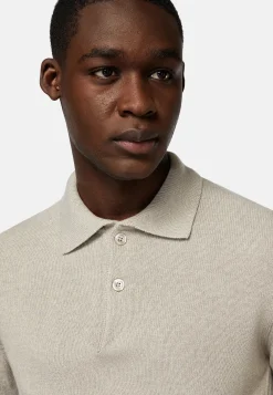 Polo Maille Sable En Cachemire Mélangé