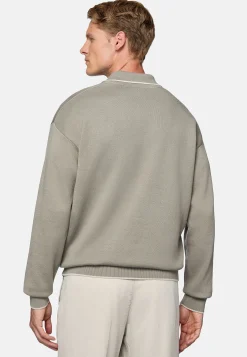 Polo Taupe En Maille De Coton Bio Et Nylon