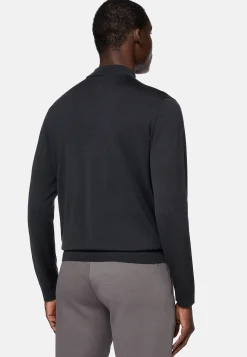 Pull À Col Montant Anthracite En Laine Mérinos Superfine