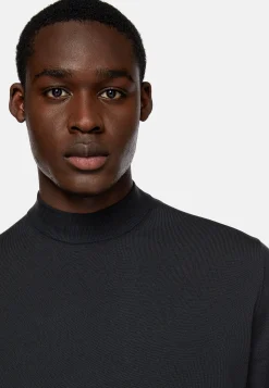 Pull À Col Montant Anthracite En Laine Mérinos Superfine