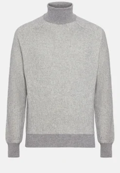 Pull À Col Roulé Gris En Laine Mérinos