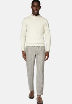 Pull Blanc À Col Rond En Cachemire