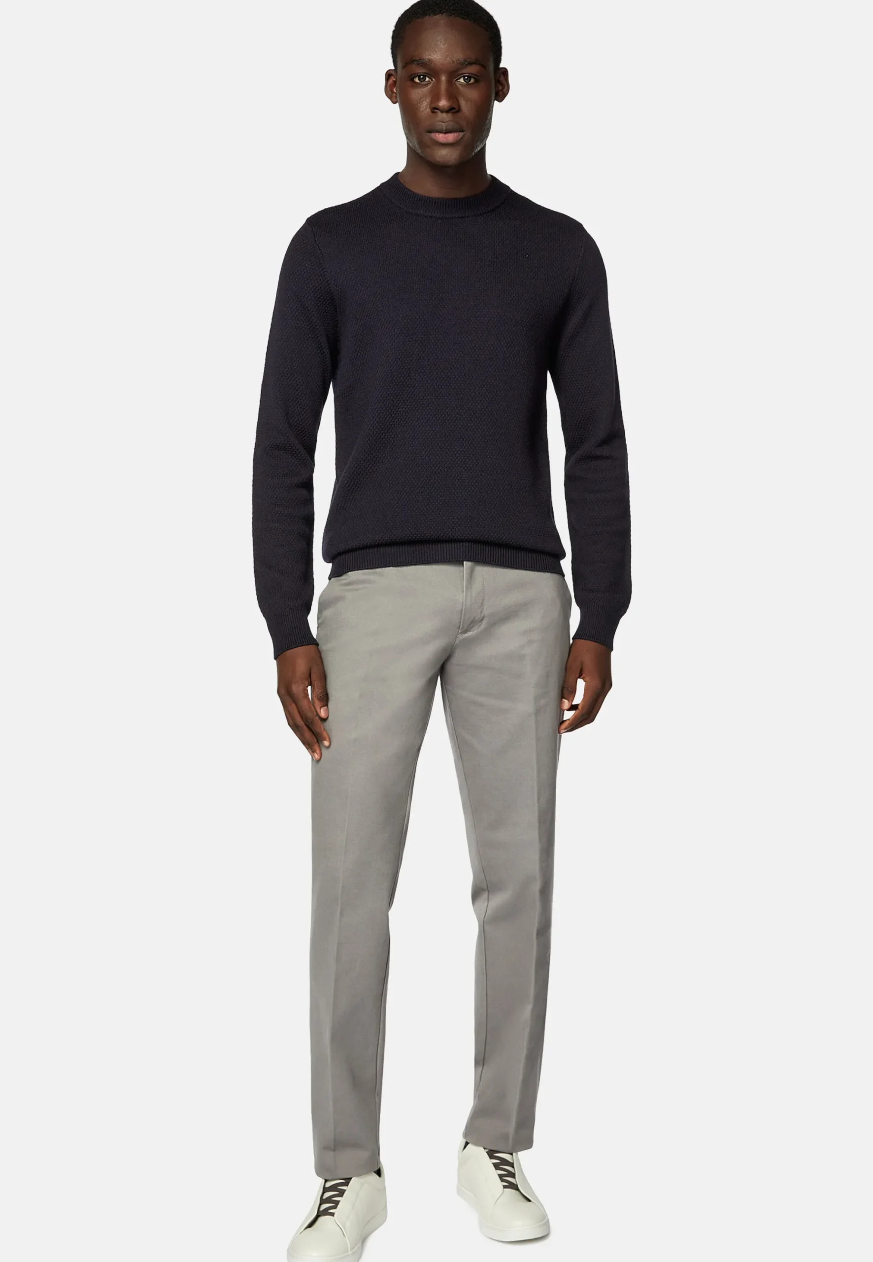 Pull Col Rond Avec Points En Laine Mérinos