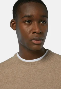 Pull Col Rond En Cachemire Noisette