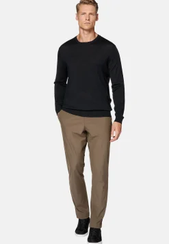 Pull Col Rond Noir En Laine Mérinos Ultra Fine