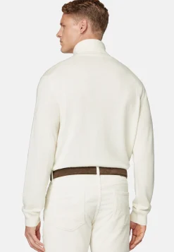 Pull Col Roulé Blanc En Cachemire